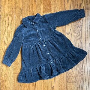 Zara Navy Blue Corduroy Tiered Dress